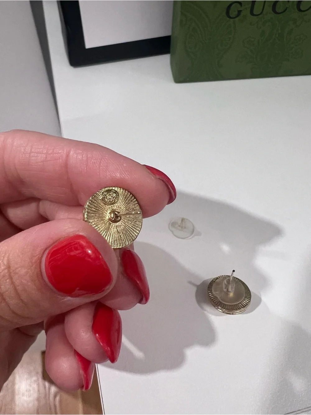 CHANEL Gold-Tone Pearl Button Earrings with Crystal CC